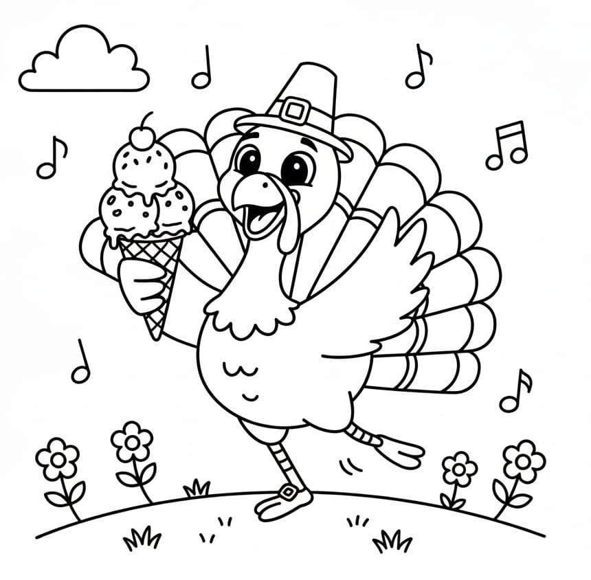 Coloriage Dinde avec de la glace