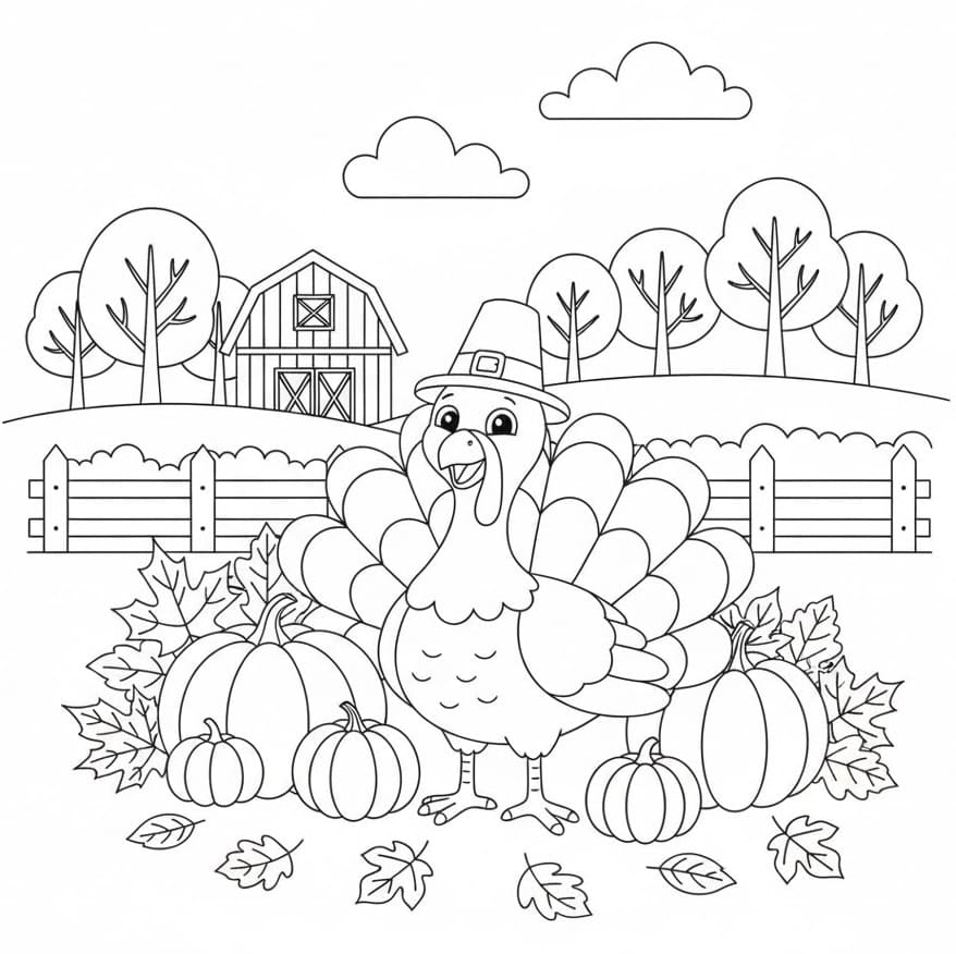 Coloriage Dinde d'automne