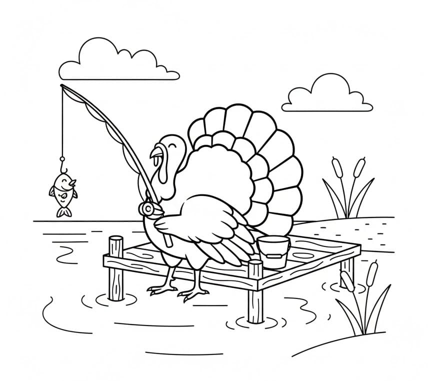 Coloriage Dinde de pêche