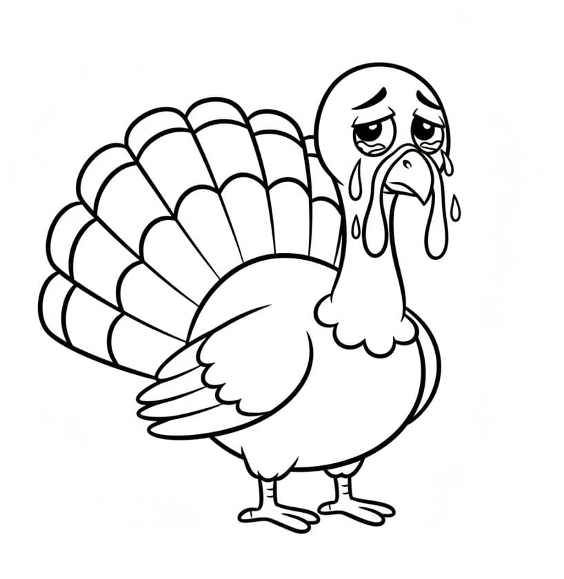 Coloriage Dinde qui pleure