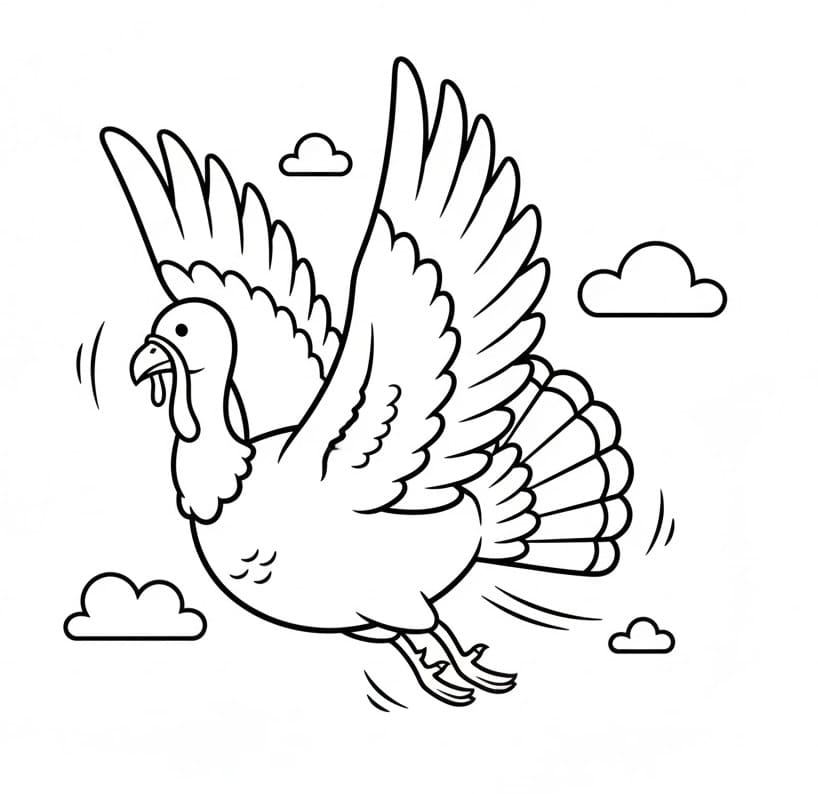 Coloriage Dinde volante