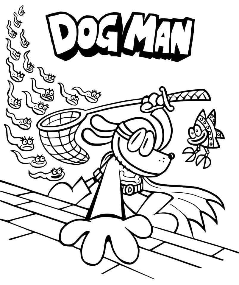 Coloriage Dog Man Imprimable Gratuit Pour les Enfants