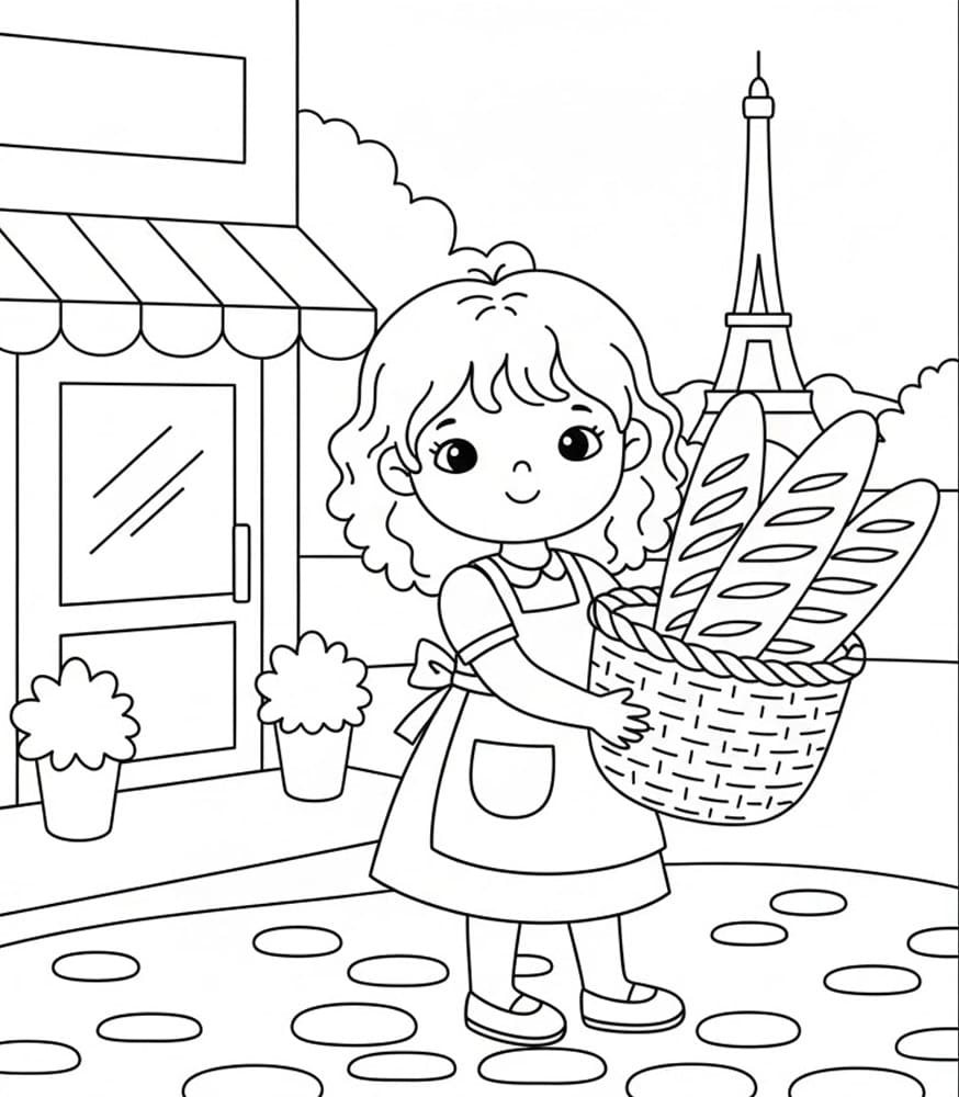 Coloriage Fille et Baguette