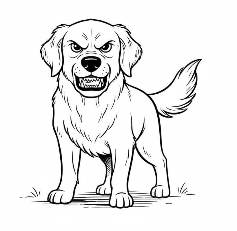 Coloriage Golden Retriever en colère