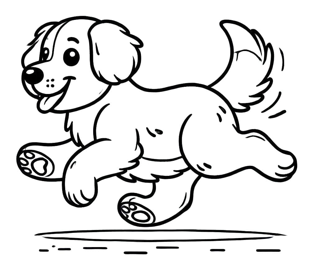Coloriage Golden Retriever en course