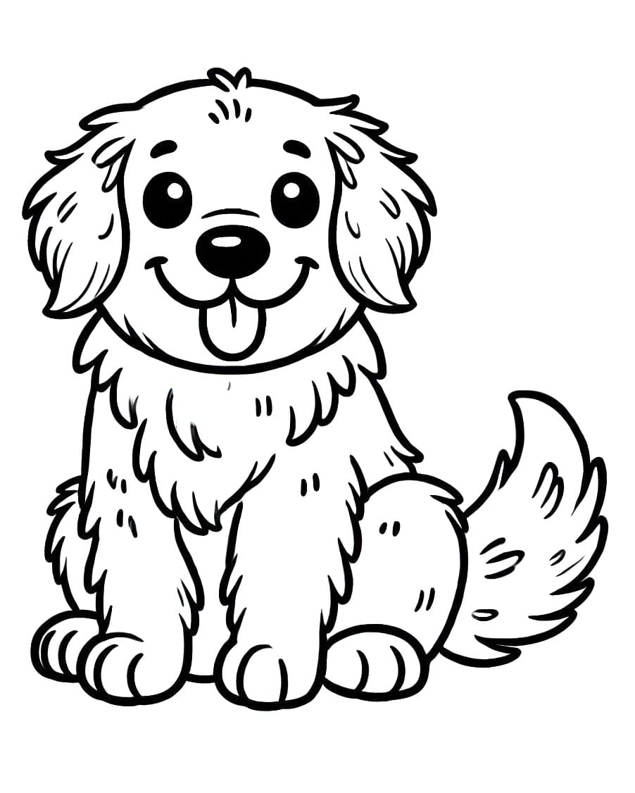 Coloriage Golden Retriever joyeux