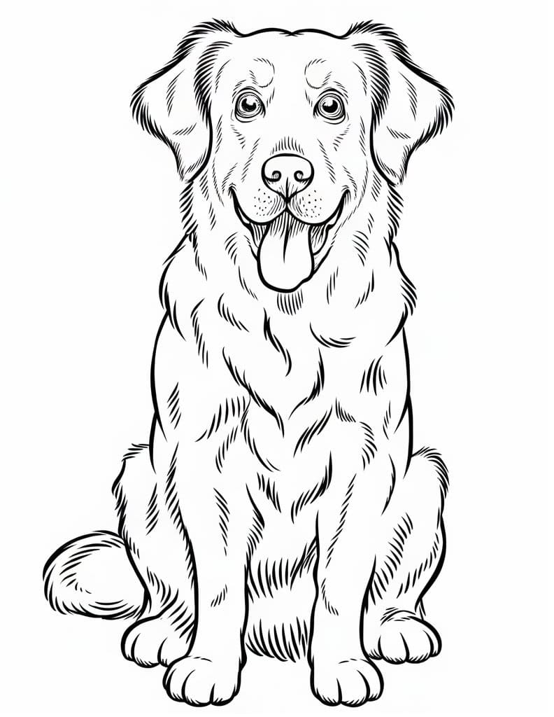 Coloriage Golden Retriever réaliste