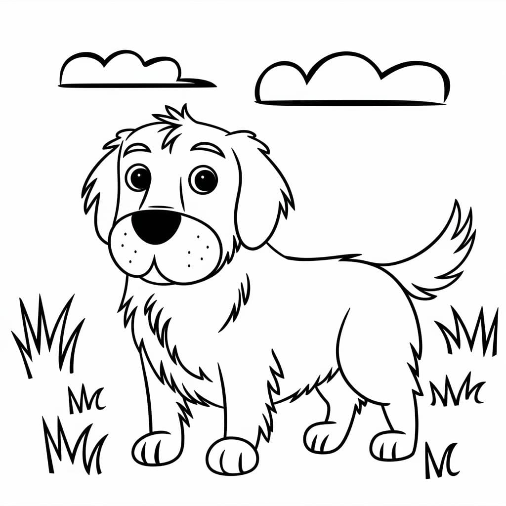 Coloriage Golden Retriever simple