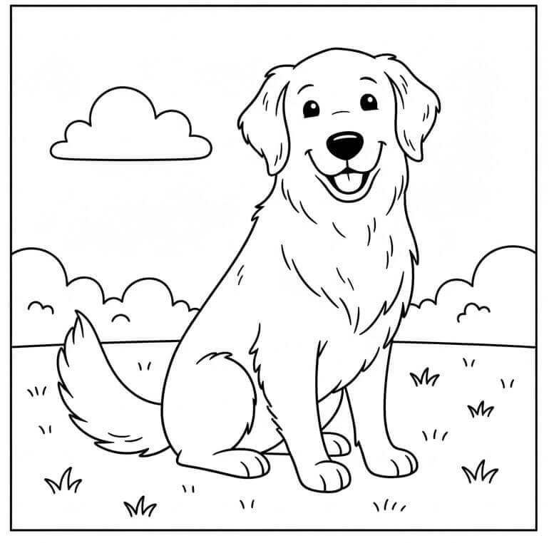 Coloriage Golden Retriever très mignon