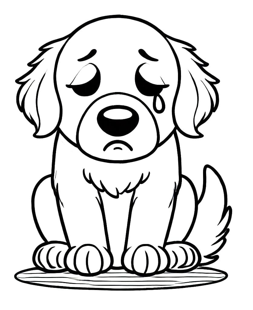 Coloriage Golden Retriever triste