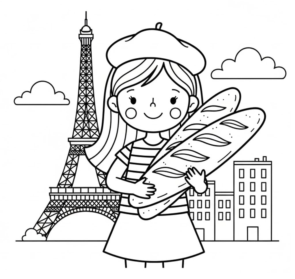 Coloriage Gratuit Baguette Pour les Enfants