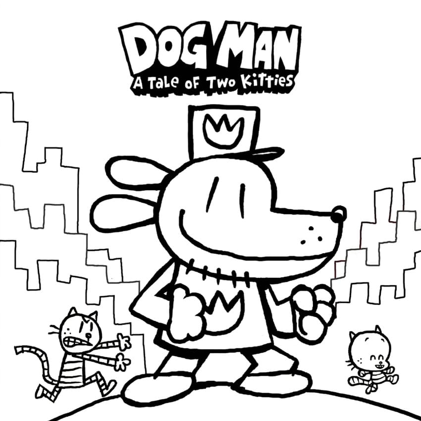Coloriage Gratuit Dog Man Pour les Enfants