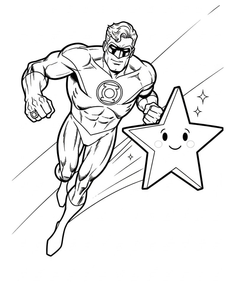 Coloriage Green Lantern et une étoile