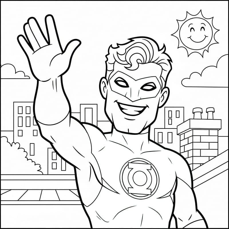 Coloriage Green Lantern Heureux