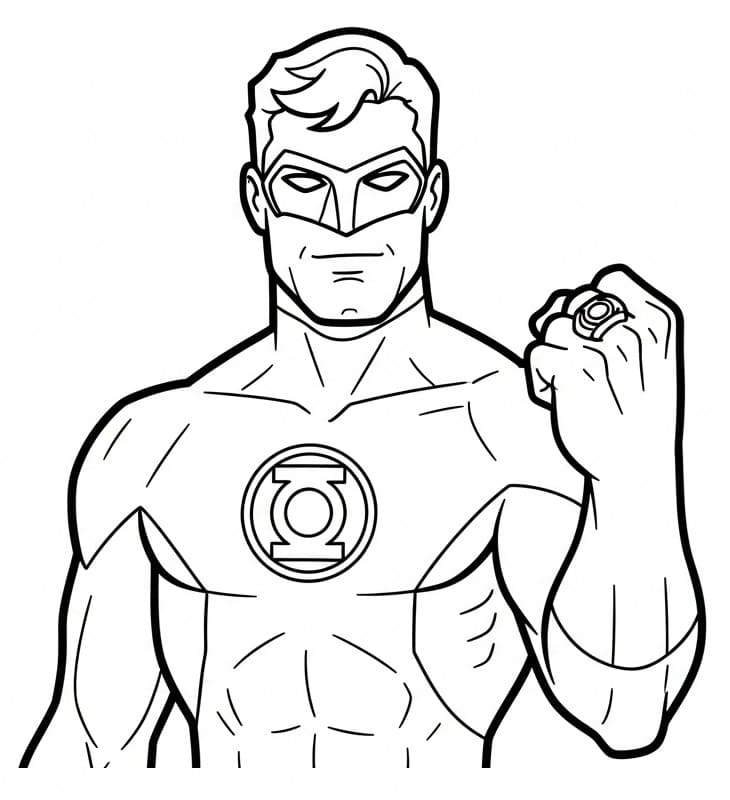 Coloriage Green Lantern Souriant