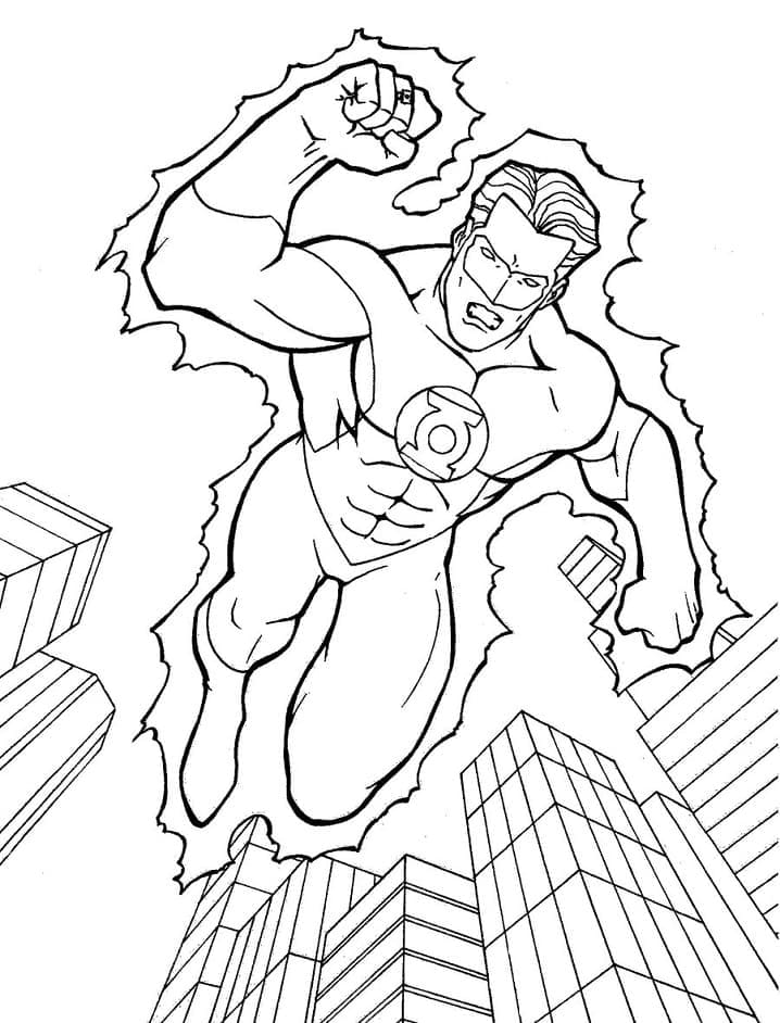 Coloriage Green Lantern volant