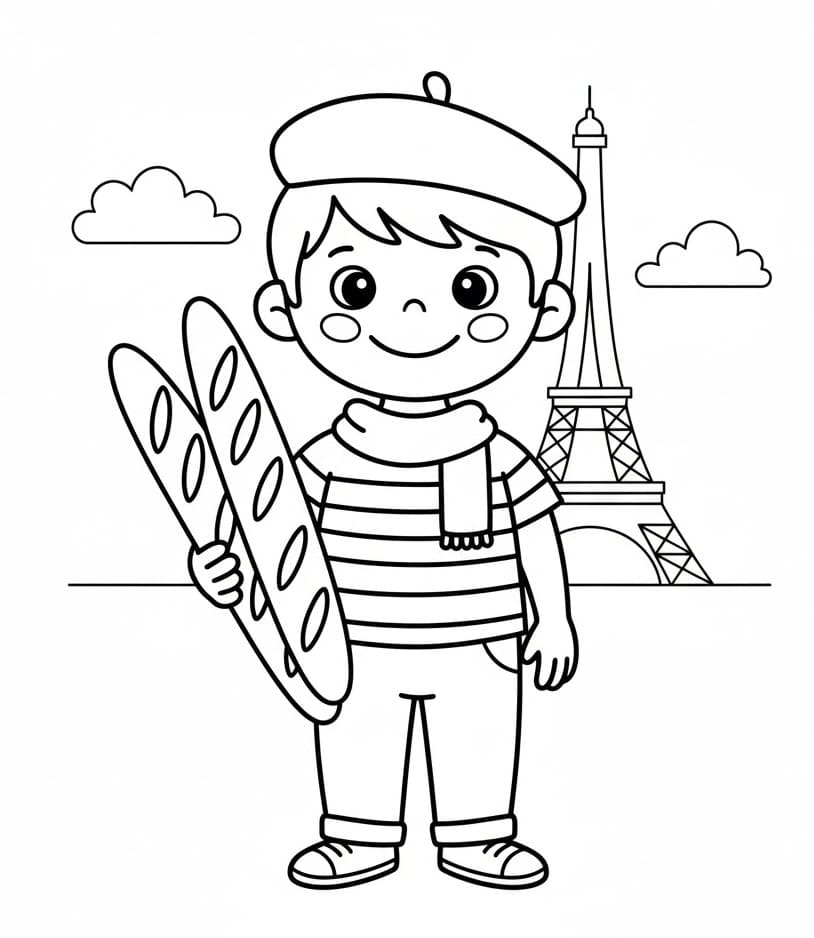 Coloriage Imprimable Baguette Pour les Enfants