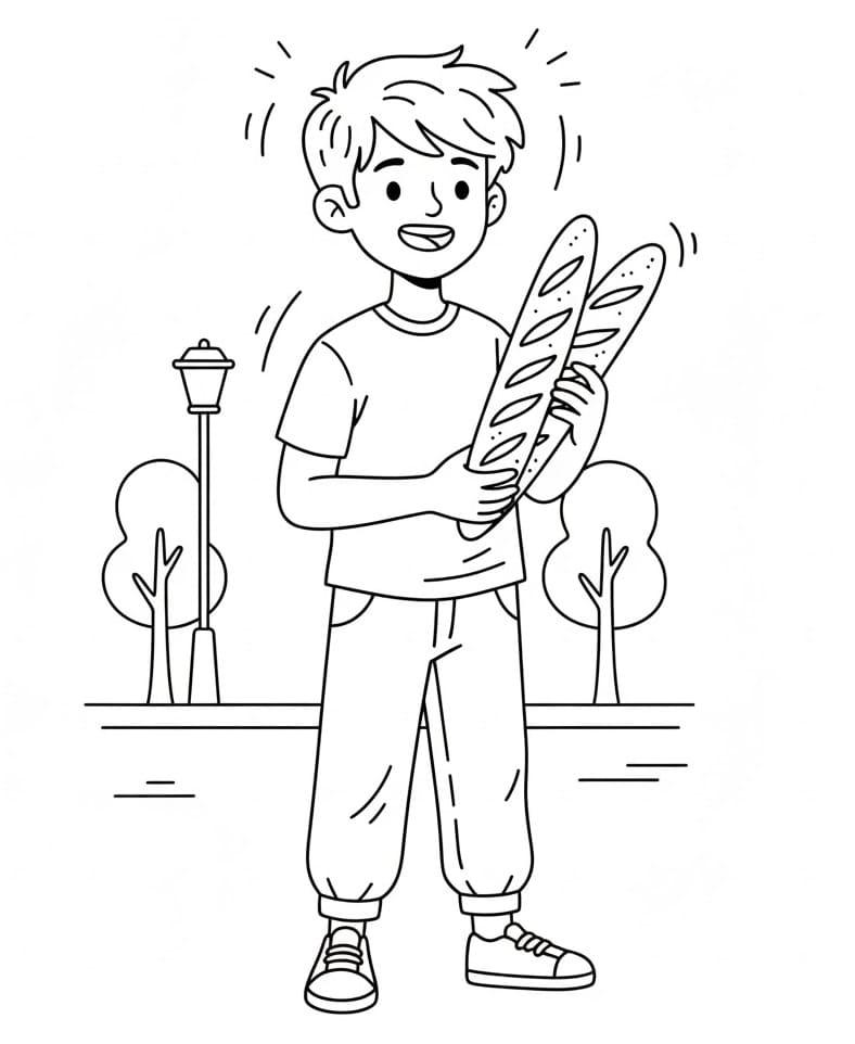 Coloriage Imprimable Gratuit Baguette Pour les Enfants