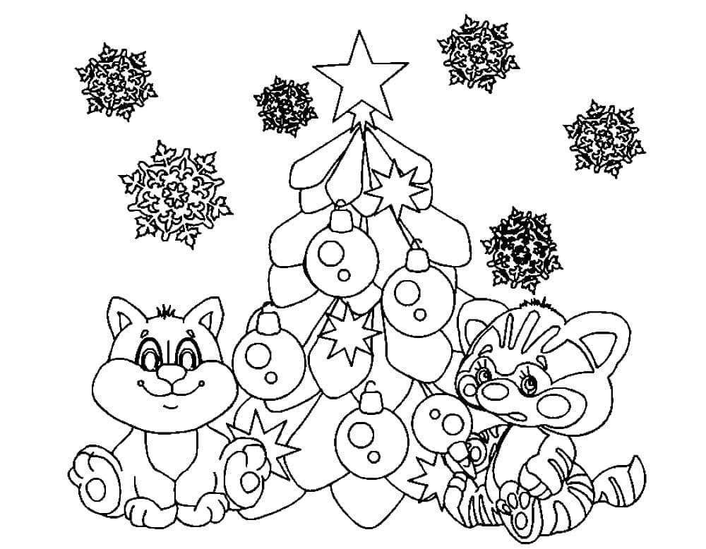 Coloriage Imprimable Gratuit Chat de Noël