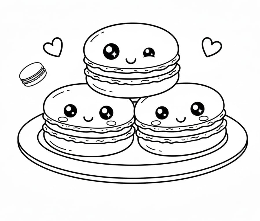 Coloriage Macarons Mignons