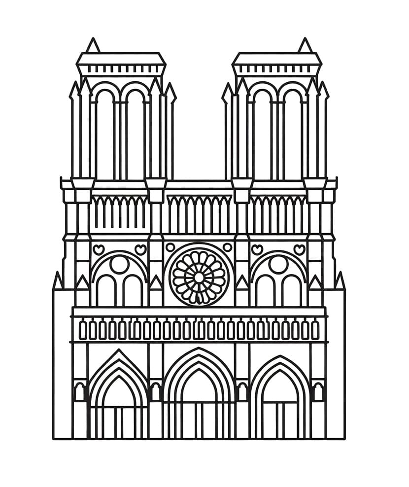 Coloriage Magnifique cathédrale Notre-Dame de Paris