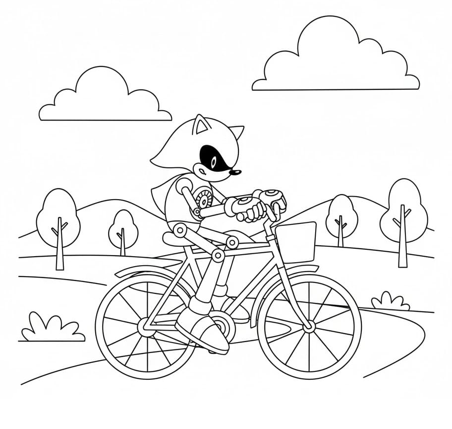 Coloriage Metal Sonic Fait du Vélo
