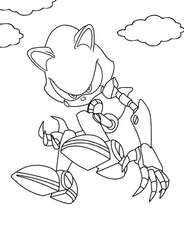 Coloriage Metal Sonic Gratuit Pour les Enfants