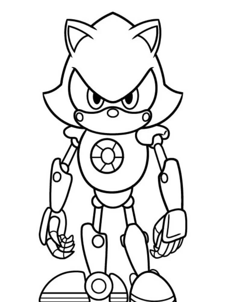 Coloriage Metal Sonic Imprimable Gratuit Pour les Enfants