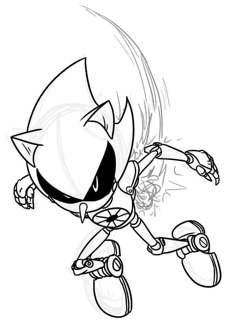 Coloriage Metal Sonic Imprimable Pour les Enfants