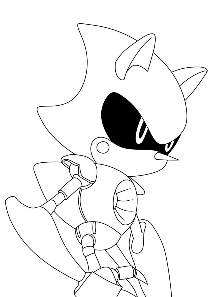 Coloriage Metal Sonic Pour les Enfants de 3 Ans