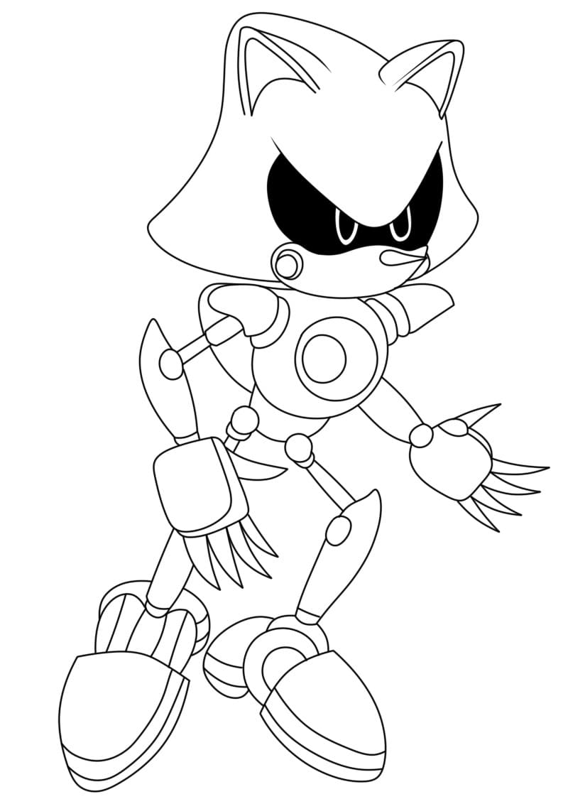 Coloriage Metal Sonic Pour les Enfants de 4 Ans