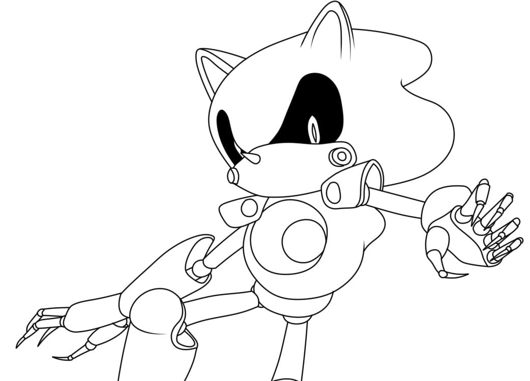 Coloriage Metal Sonic Pour les Enfants de 5 Ans