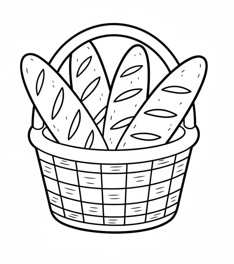 Coloriage Panier de Baguette