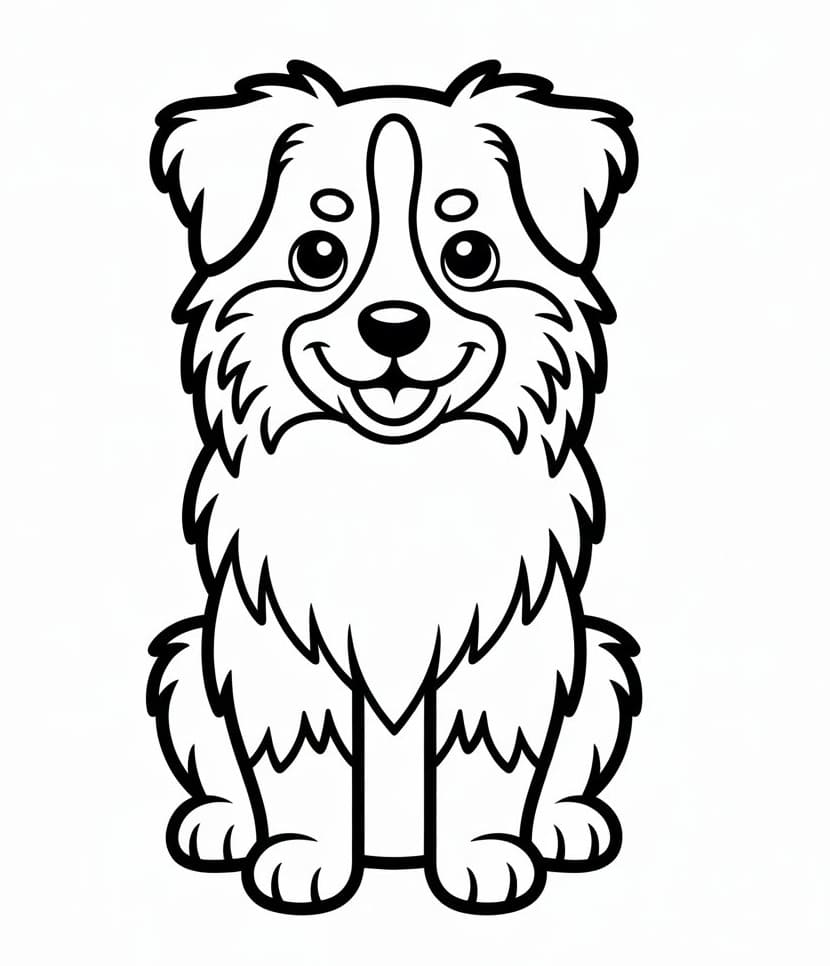 Coloriage Un berger australien souriant