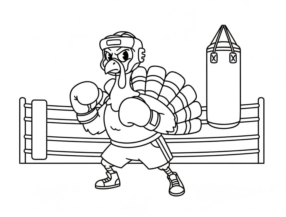 Coloriage Un boxeur de dinde