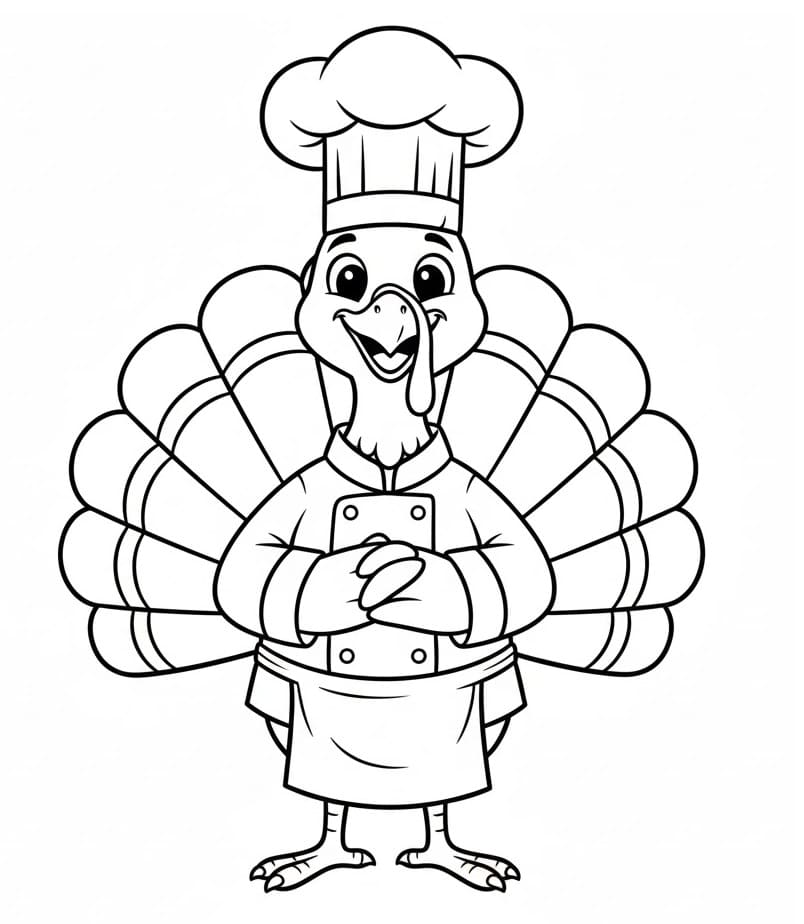 Coloriage Un chef dinde