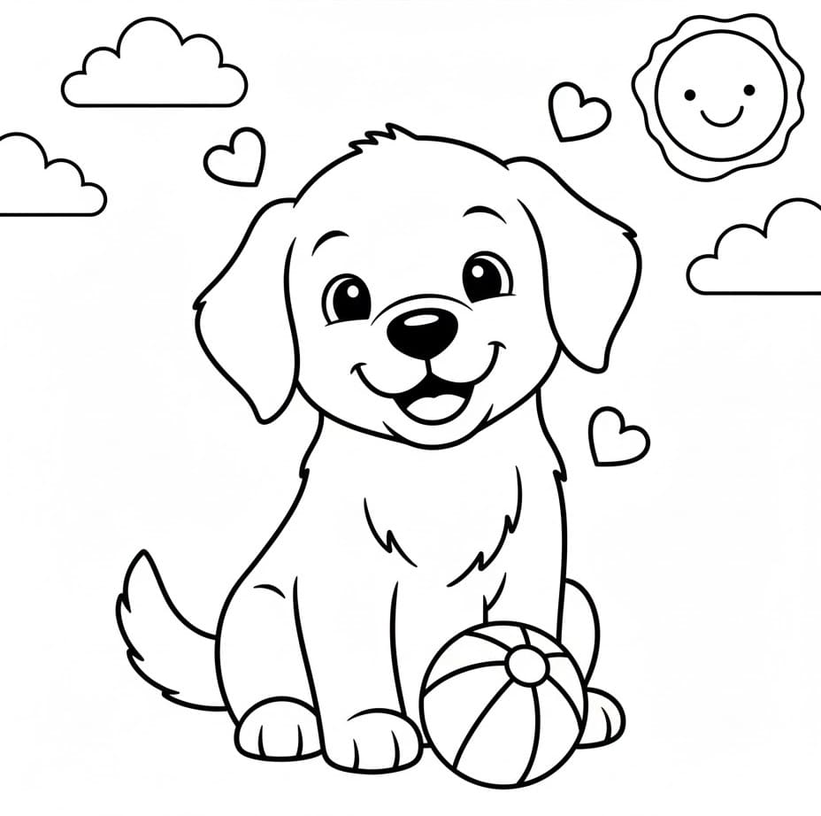 Coloriage Un Golden Retriever très mignon