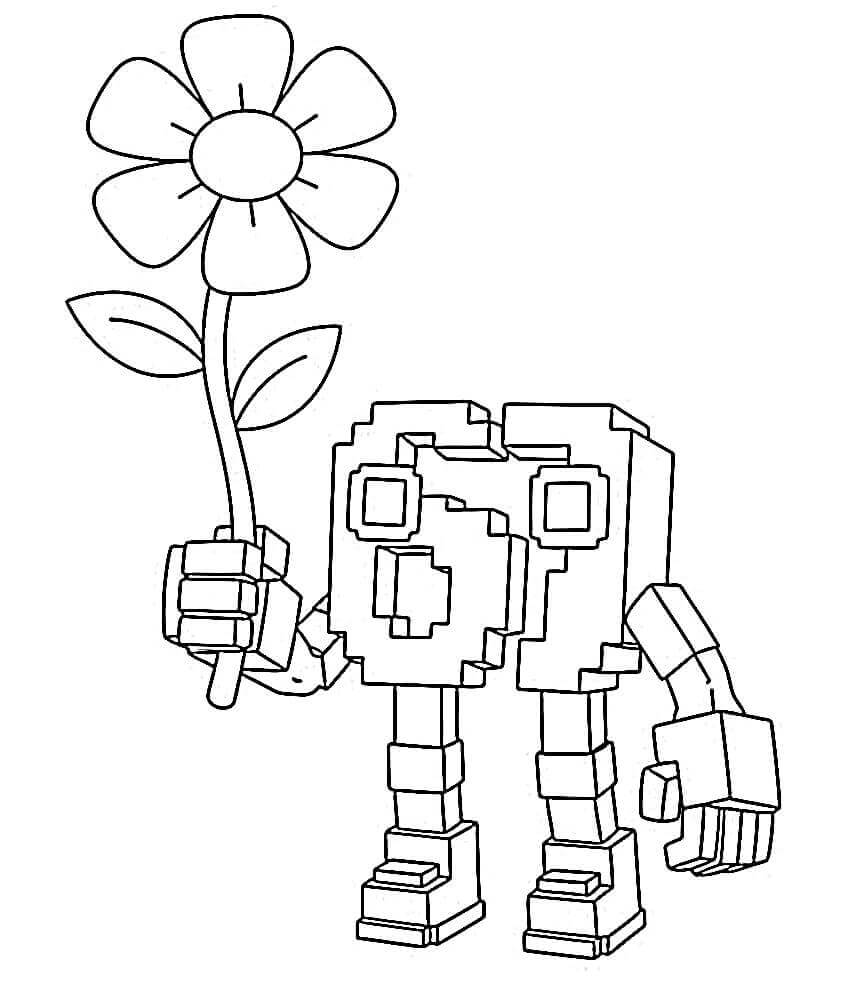 Coloriage 67 Brainrot et fleurs