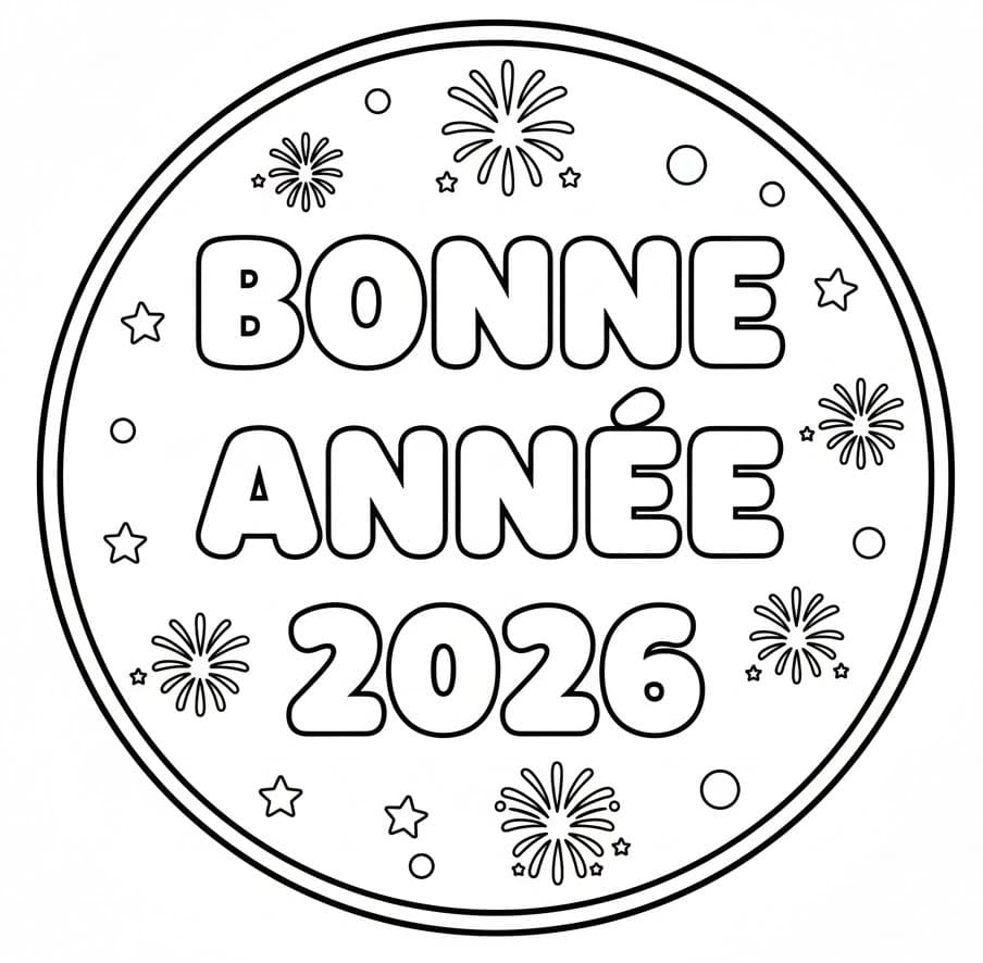 Coloriage Bonne Année 2026 Gratuit