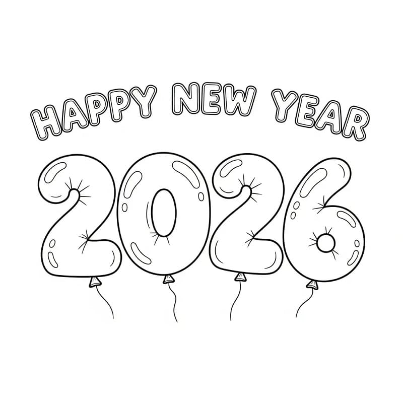 Coloriage Bonne Année 2026