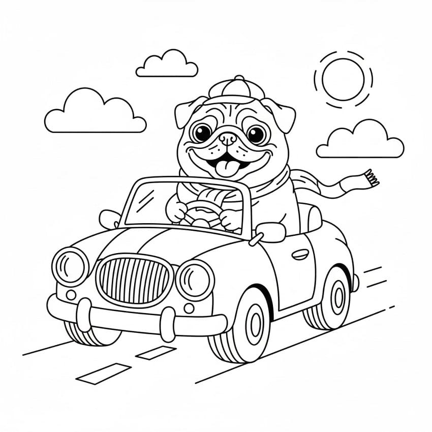 Coloriage Carlin au volant