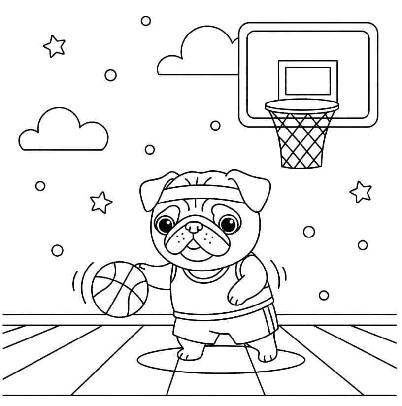 Coloriage Carlin Joue au Basket-ball