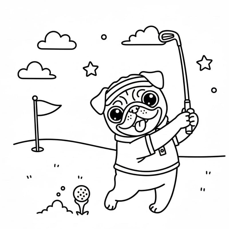 Coloriage Carlin Joue au Golf