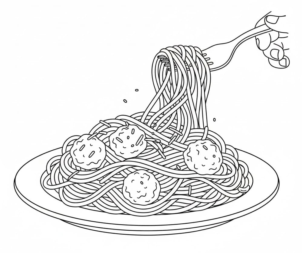 Coloriage Délicieux spaghettis