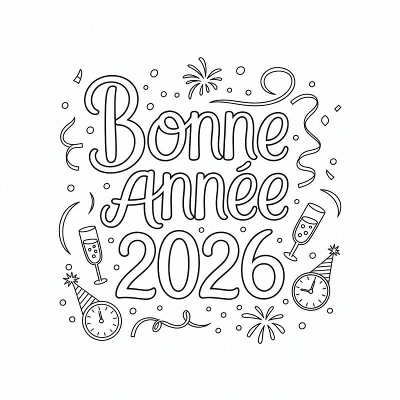 Coloriage Dessin de Bonne Année 2026