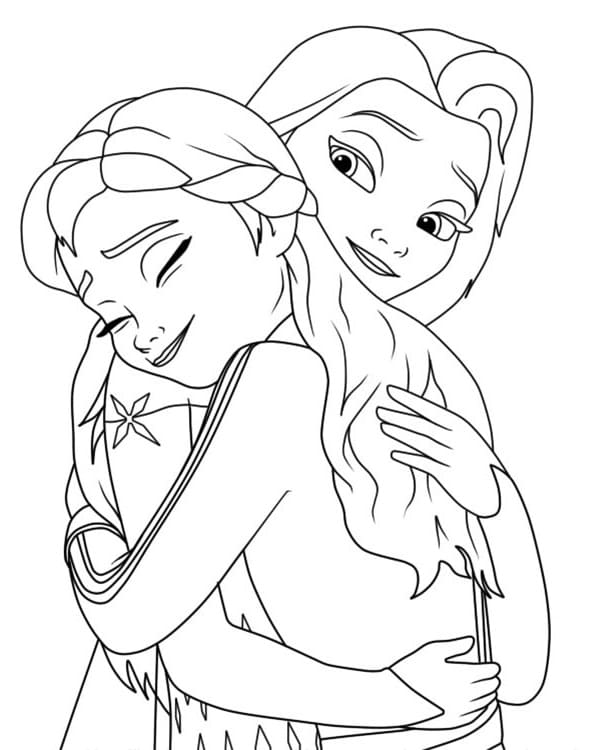 Coloriage Dessin de Elsa et Anna