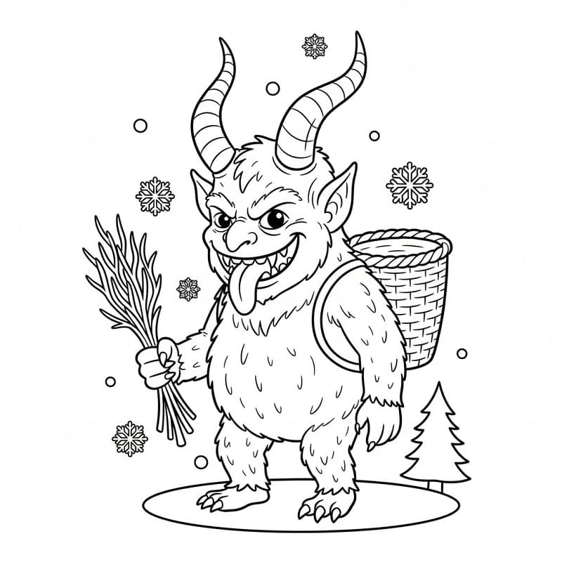 Coloriage Dessin de Krampus Gratuit