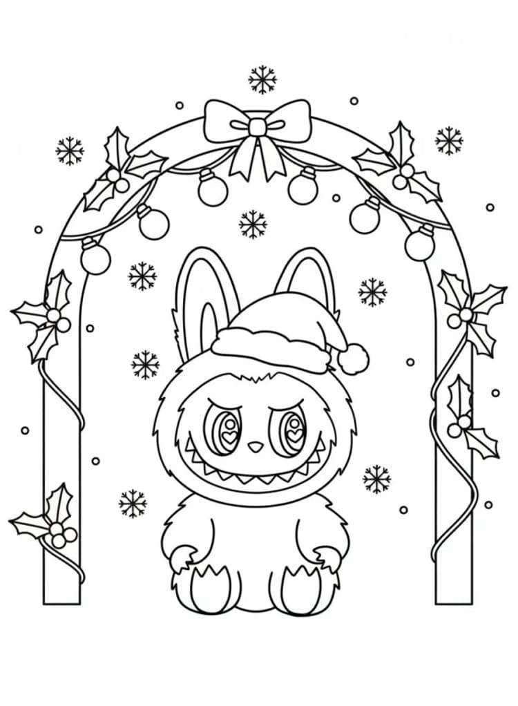 Coloriage Dessin de Labubu Noël Gratuit