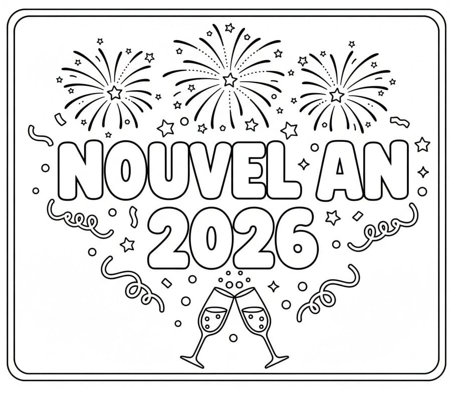 Coloriage Bonne Année et Nouvel An 2026