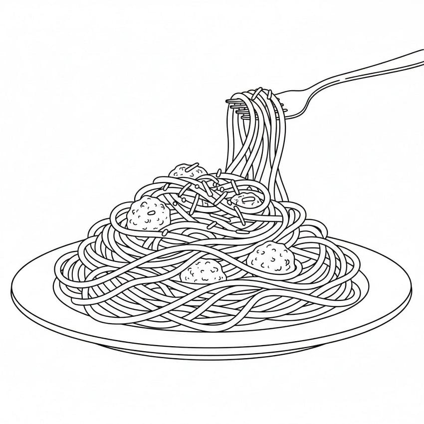 Coloriage Dessin de Spaghetti Gratuit